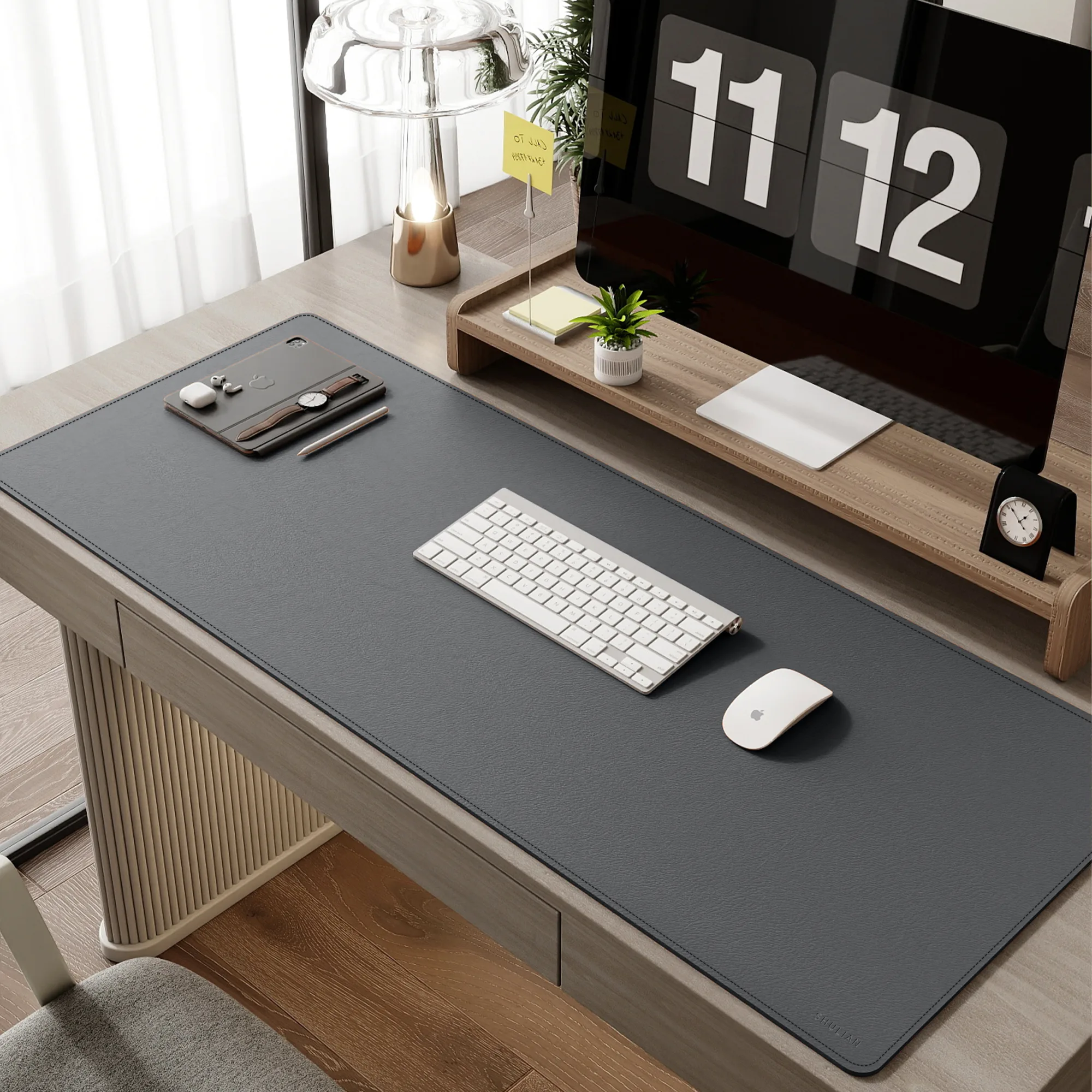 Oversized Rectangular Leather Desk Mat with Anti-Slip Velvet Bottom thumbnail 14