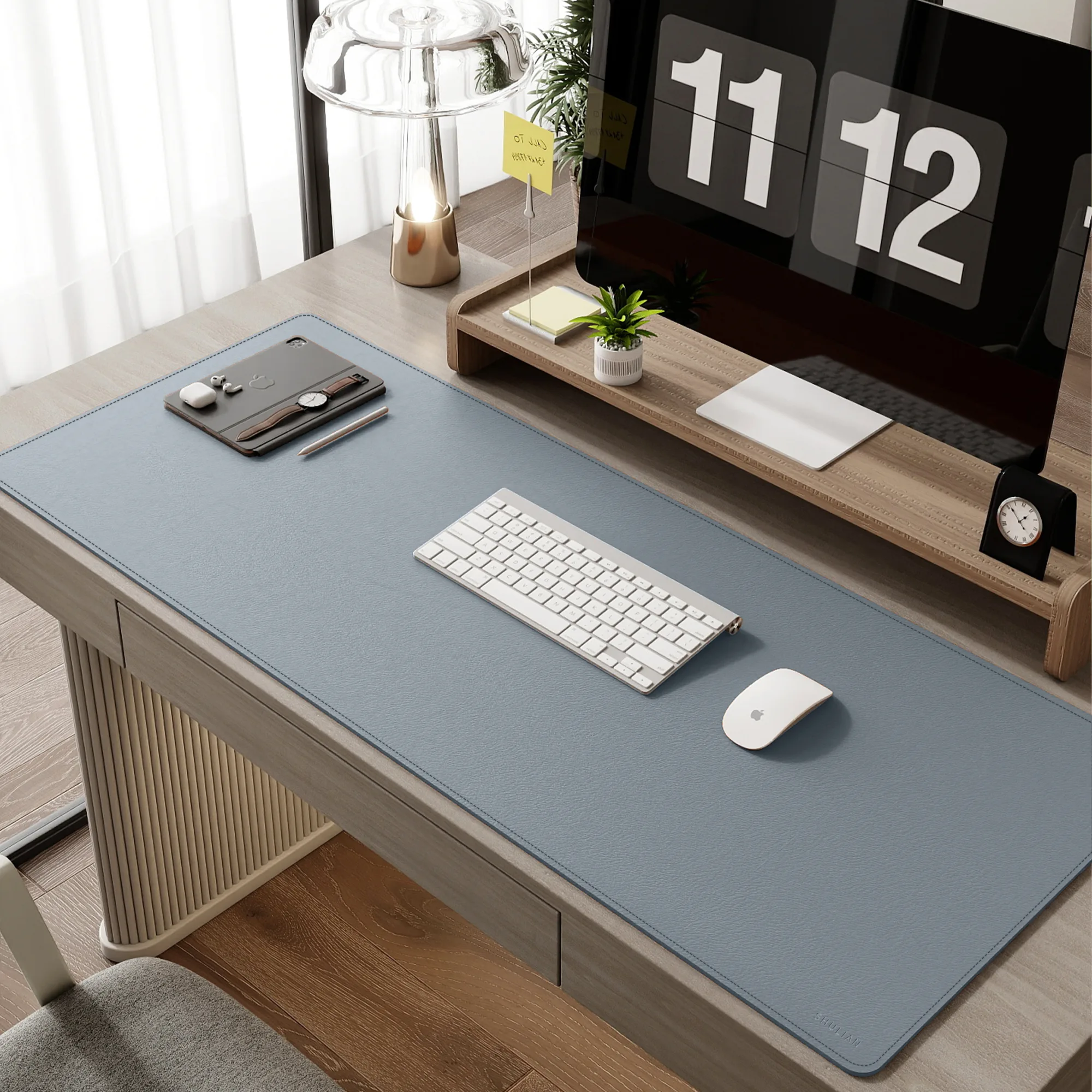 Oversized Rectangular Leather Desk Mat with Anti-Slip Velvet Bottom thumbnail 13