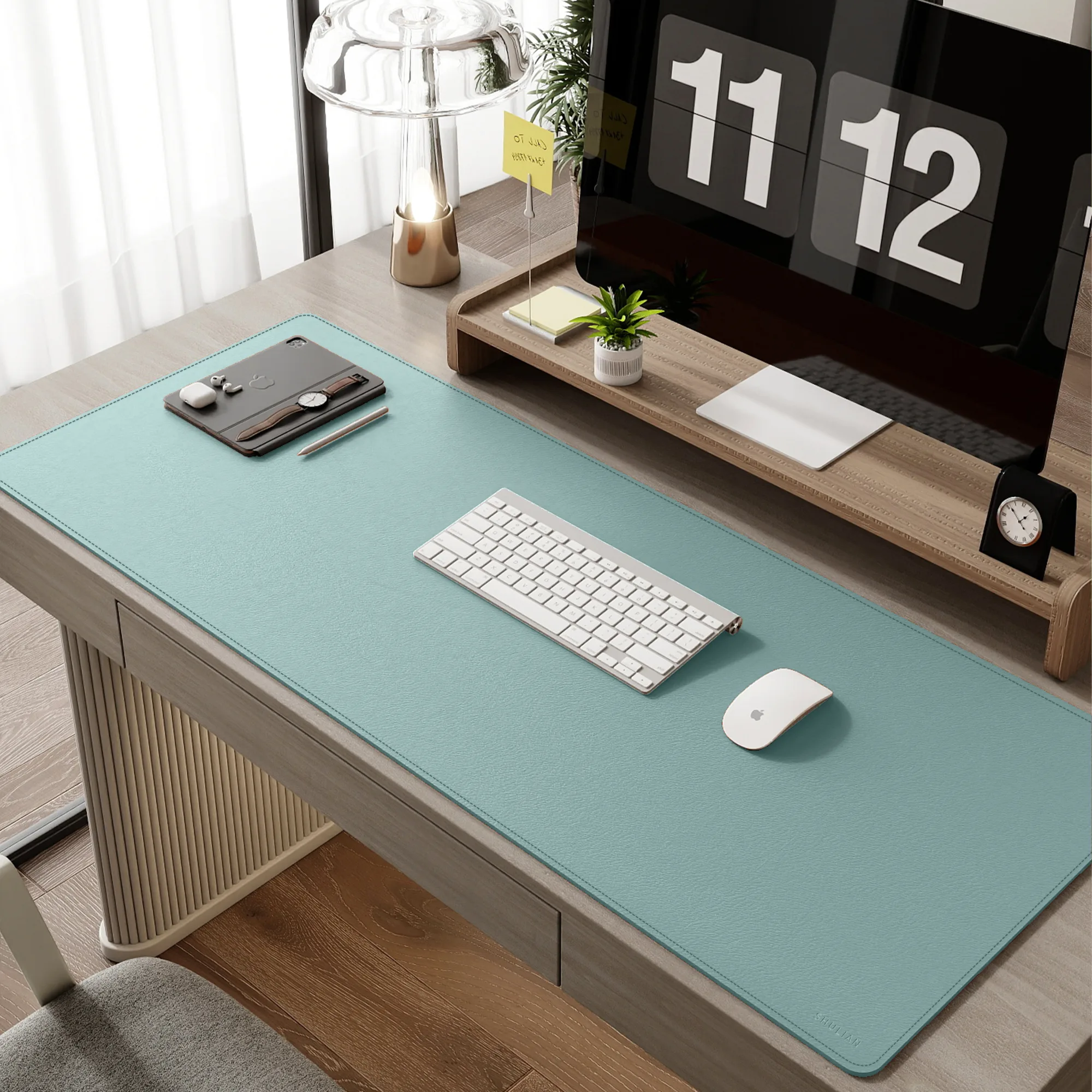Oversized Rectangular Leather Desk Mat with Anti-Slip Velvet Bottom thumbnail 11