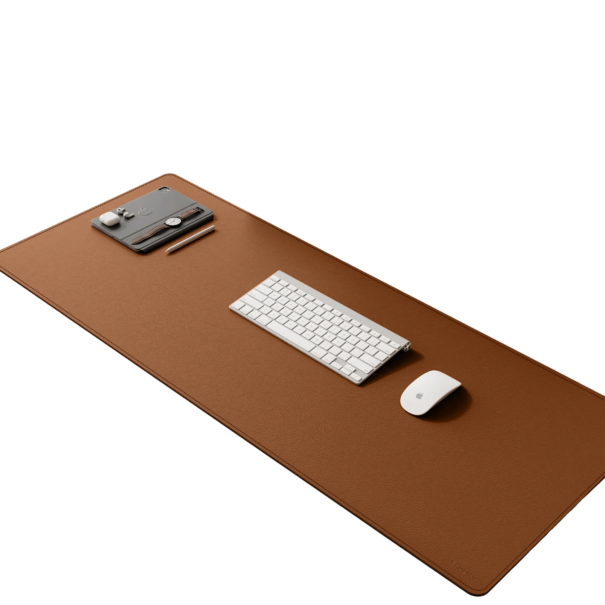 Oversized Rectangular Leather Desk Mat with Anti-Slip Velvet Bottom thumbnail 5