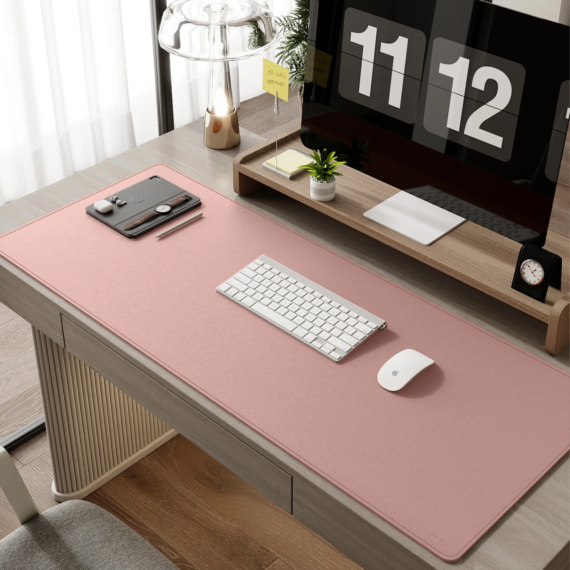 Oversized Rectangular Leather Desk Mat with Anti-Slip Velvet Bottom thumbnail 10