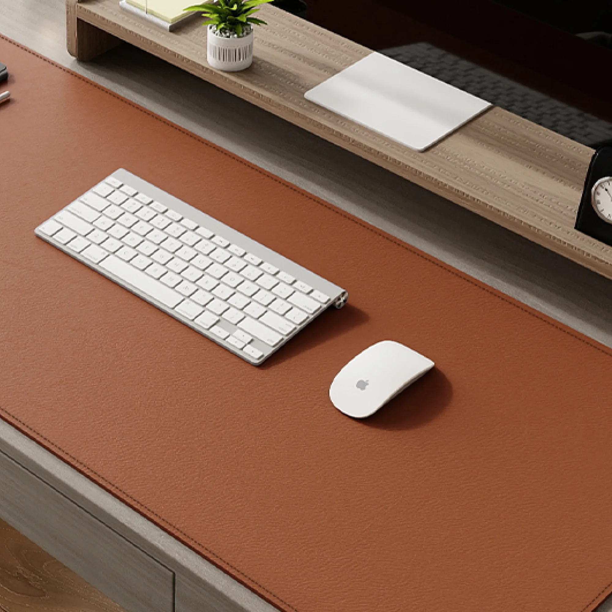 Oversized Rectangular Leather Desk Mat with Anti-Slip Velvet Bottom thumbnail 3