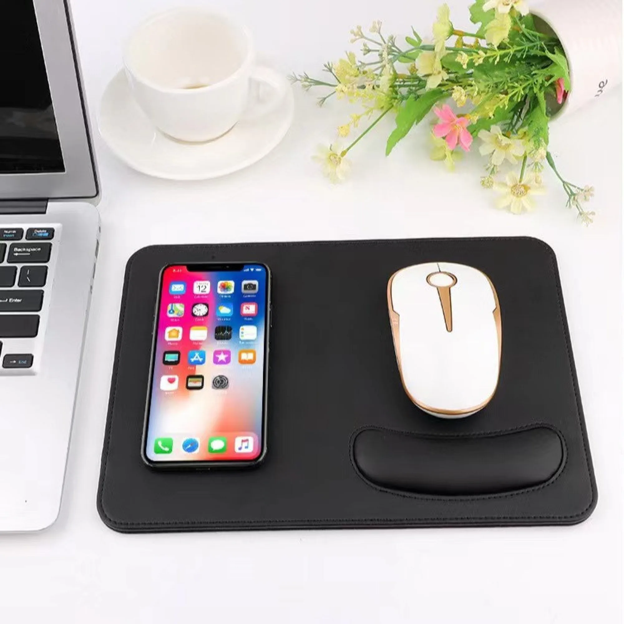 15W Wireless Charging Mouse Pad with Wrist Rest
