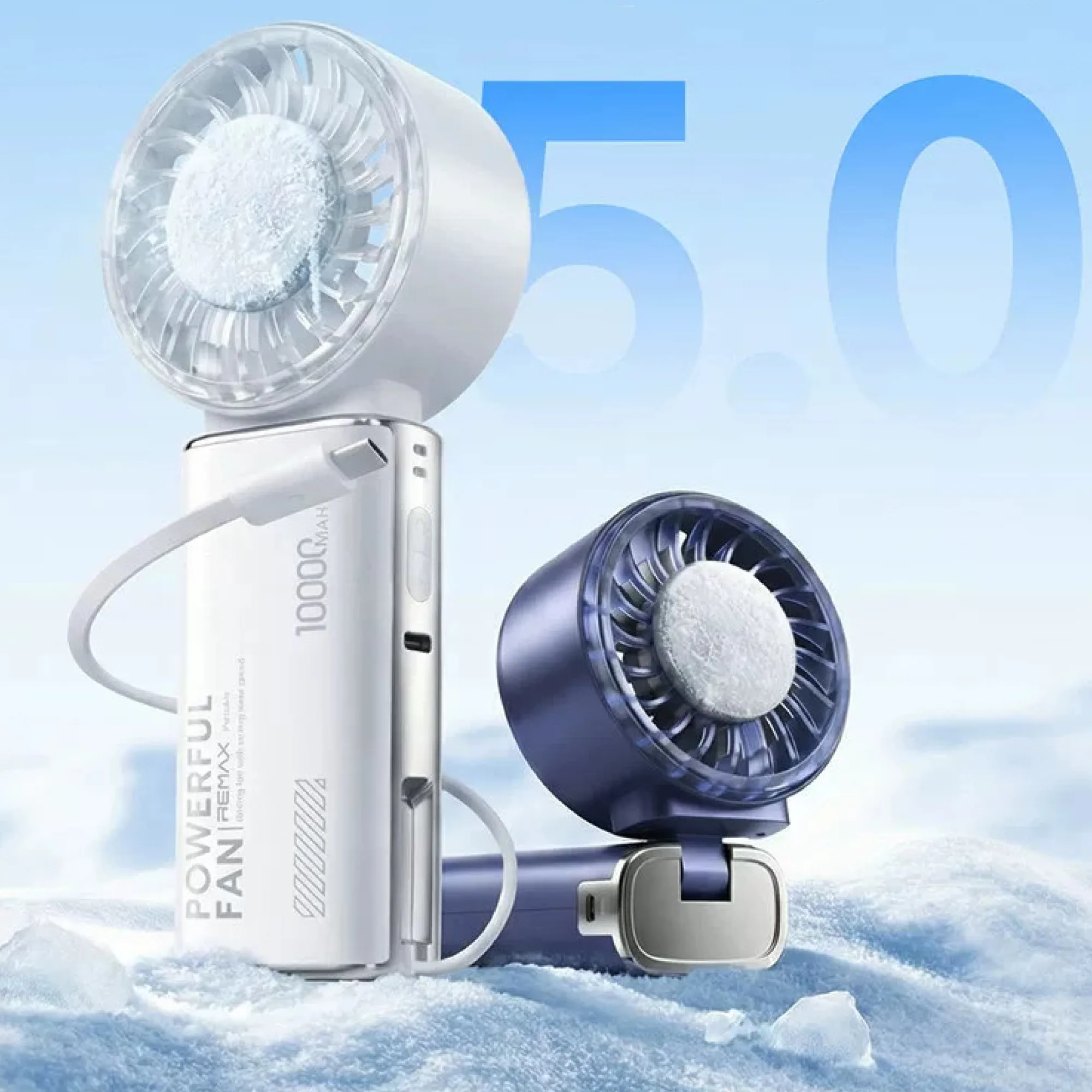 REMAX SF28 Series 10000mAh Handheld/Desktop/Neck-Hanging Fan — View 1