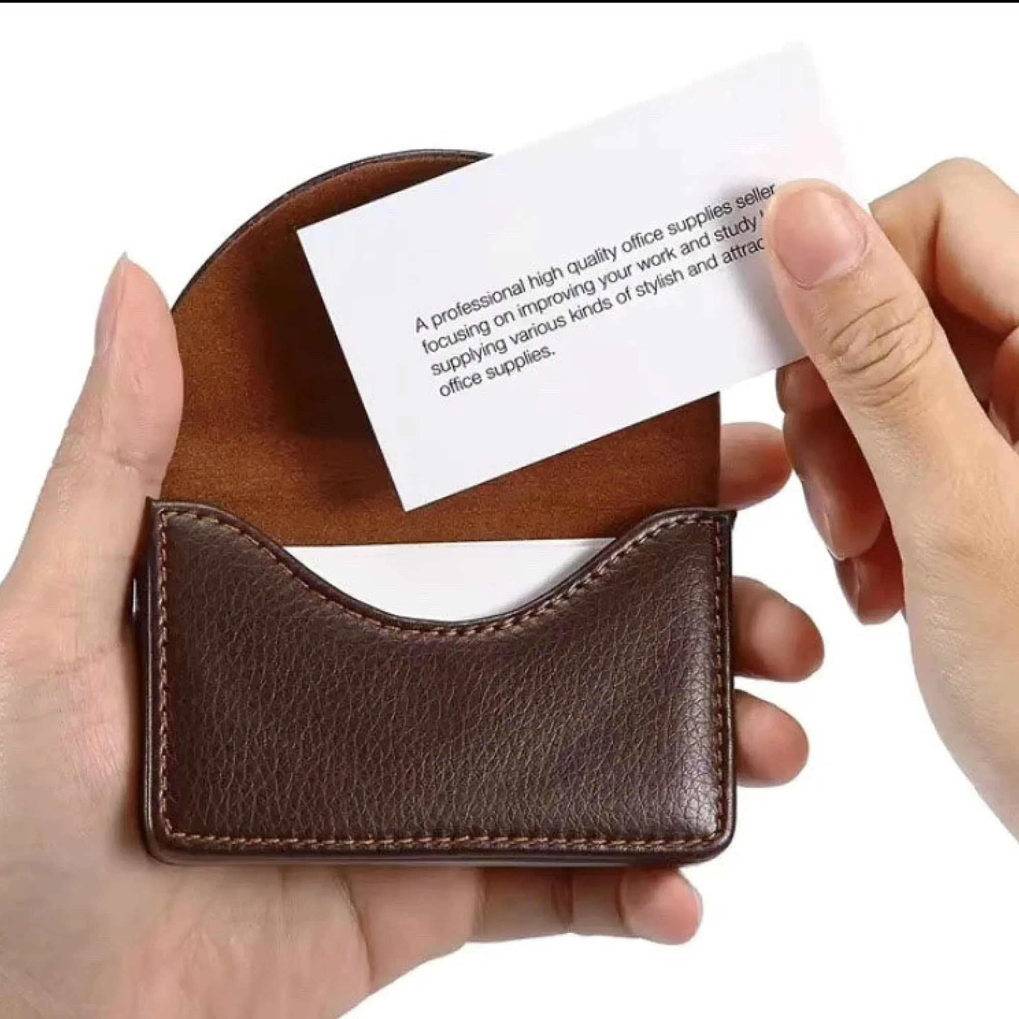 PU Leather Business Card Holder with Magnetic Closure