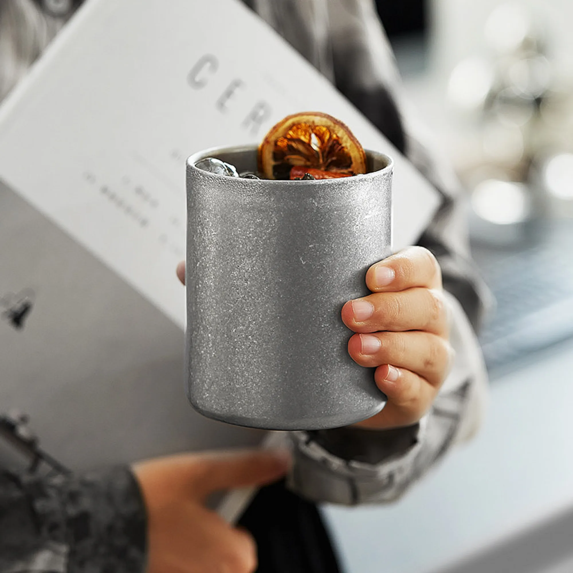 Retro Silver Stainless Steel Double-Wall Mug / Single-Wall Cold Drink Cup thumbnail 4