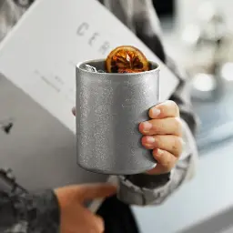 Retro Silver Stainless Steel Double-Wall Mug / Single-Wall Cold Drink Cup thumbnail 5