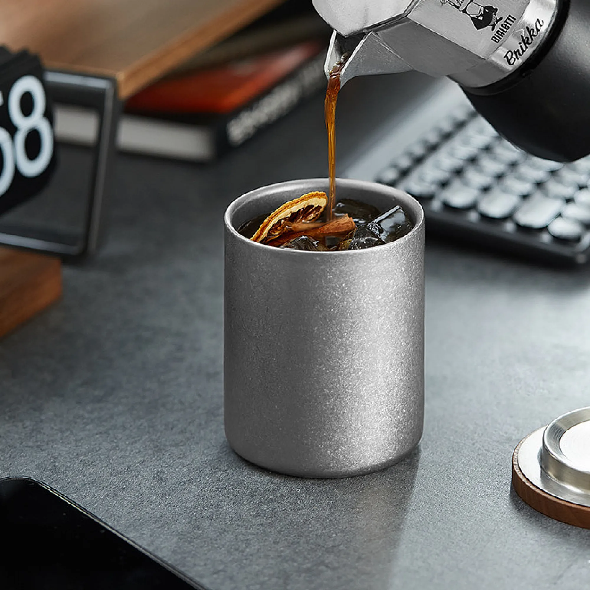 Retro Silver Stainless Steel Double-Wall Mug / Single-Wall Cold Drink Cup thumbnail 3
