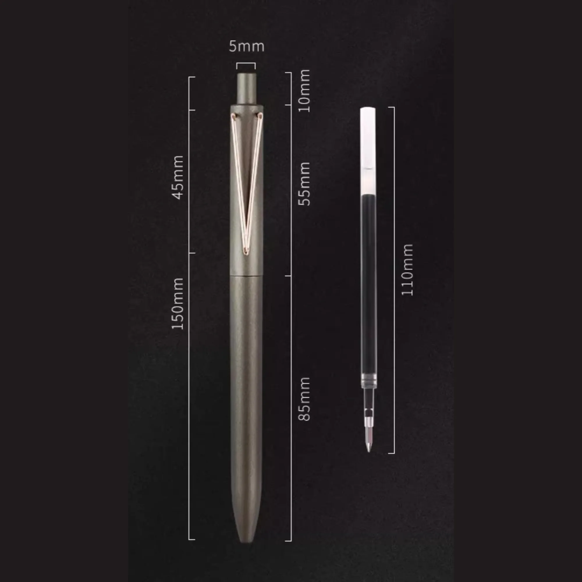 Press-Type Retractable Ballpoint Pen with Metal Clip, Model V1 thumbnail 5
