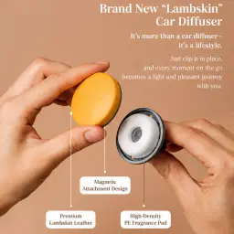 Round Lambskin Leather Car Air Vent Freshener with Multiple Colors and Fragrances thumbnail 5