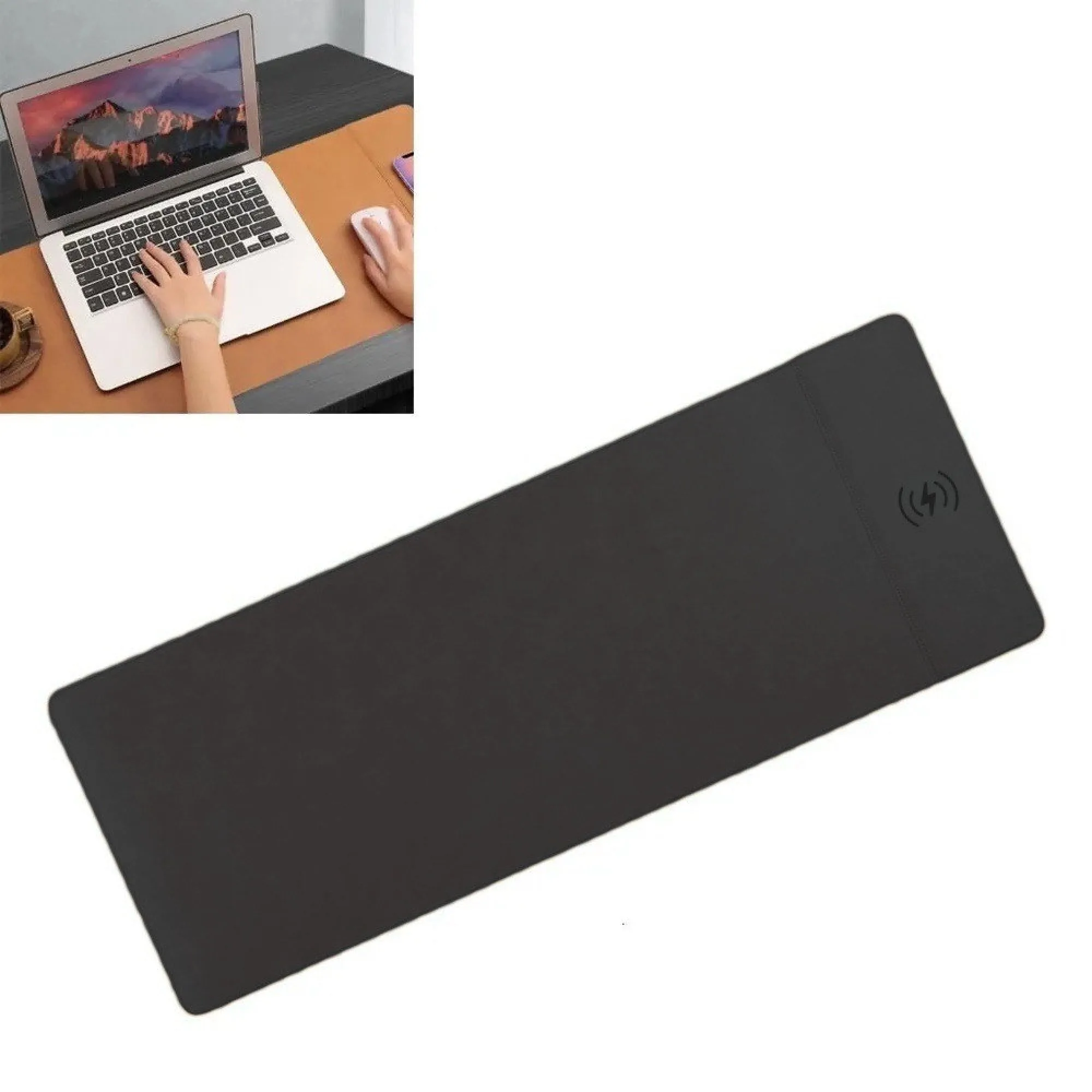 15W Wireless Charging Mouse Pad with PU Leather Surface thumbnail 8