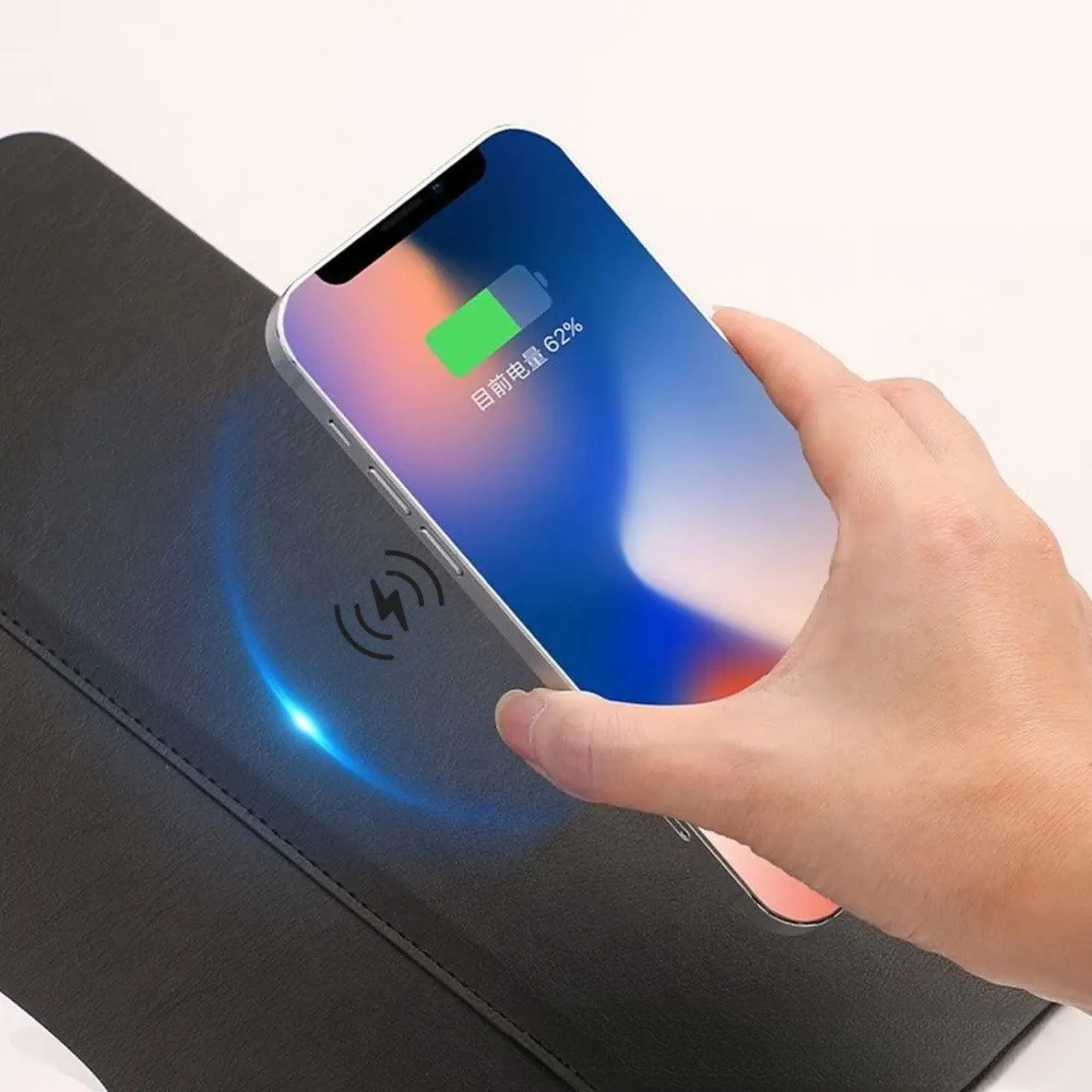 15W Wireless Charging Mouse Pad with PU Leather Surface thumbnail 3