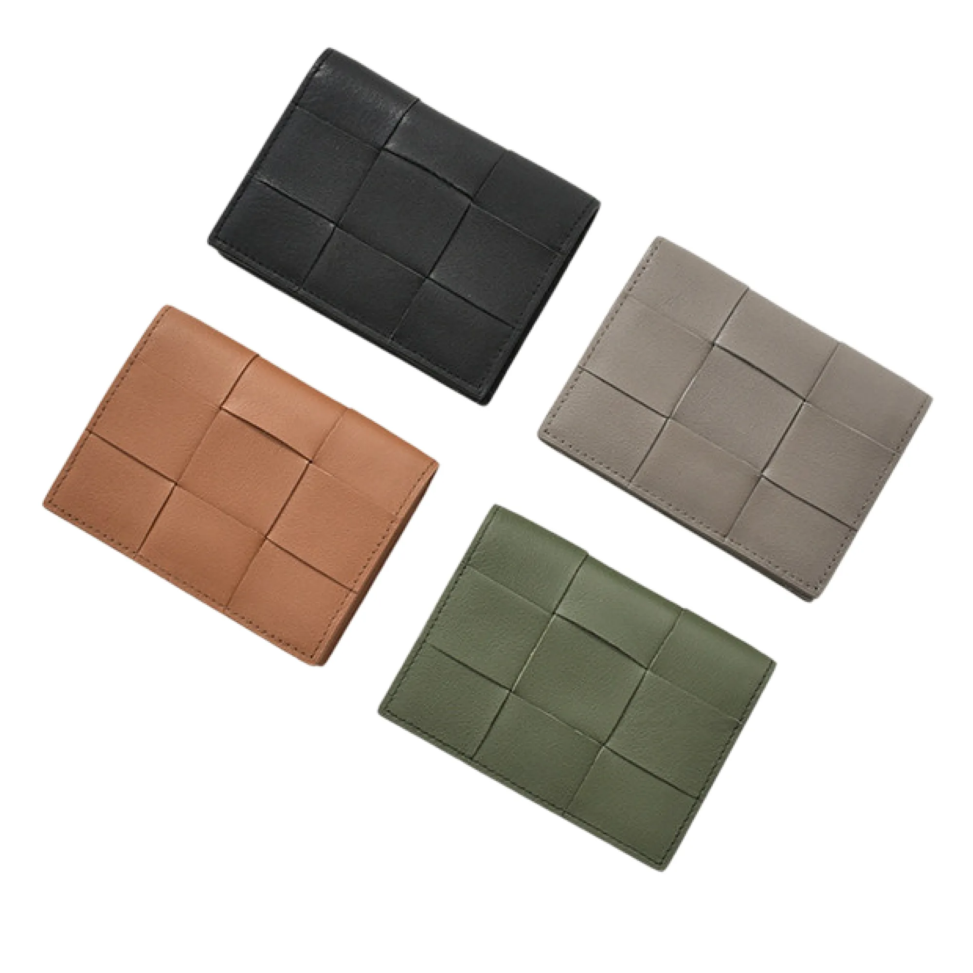 Genuine Leather Woven Business Card Holder
