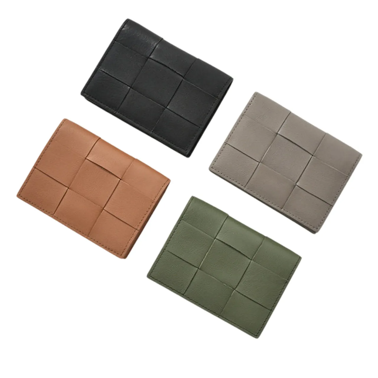 Genuine Leather Woven Business Card Holder