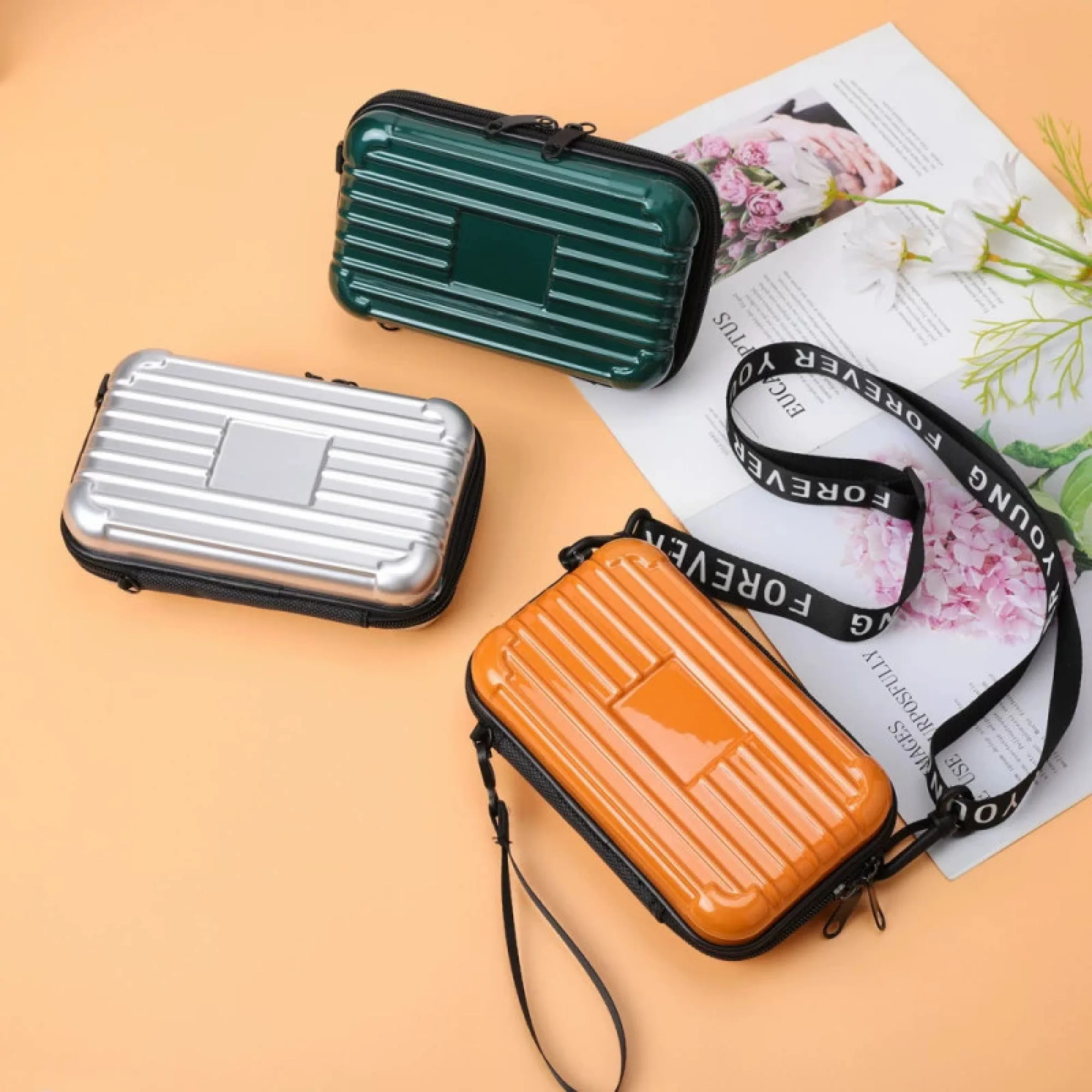 Hard-Shell Cosmetic Bag with Shoulder Strap thumbnail 3