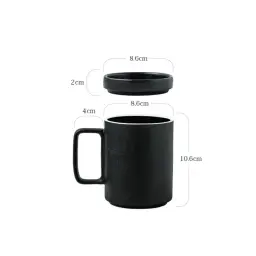Black Frosted Ceramic Mug with Lid thumbnail 7