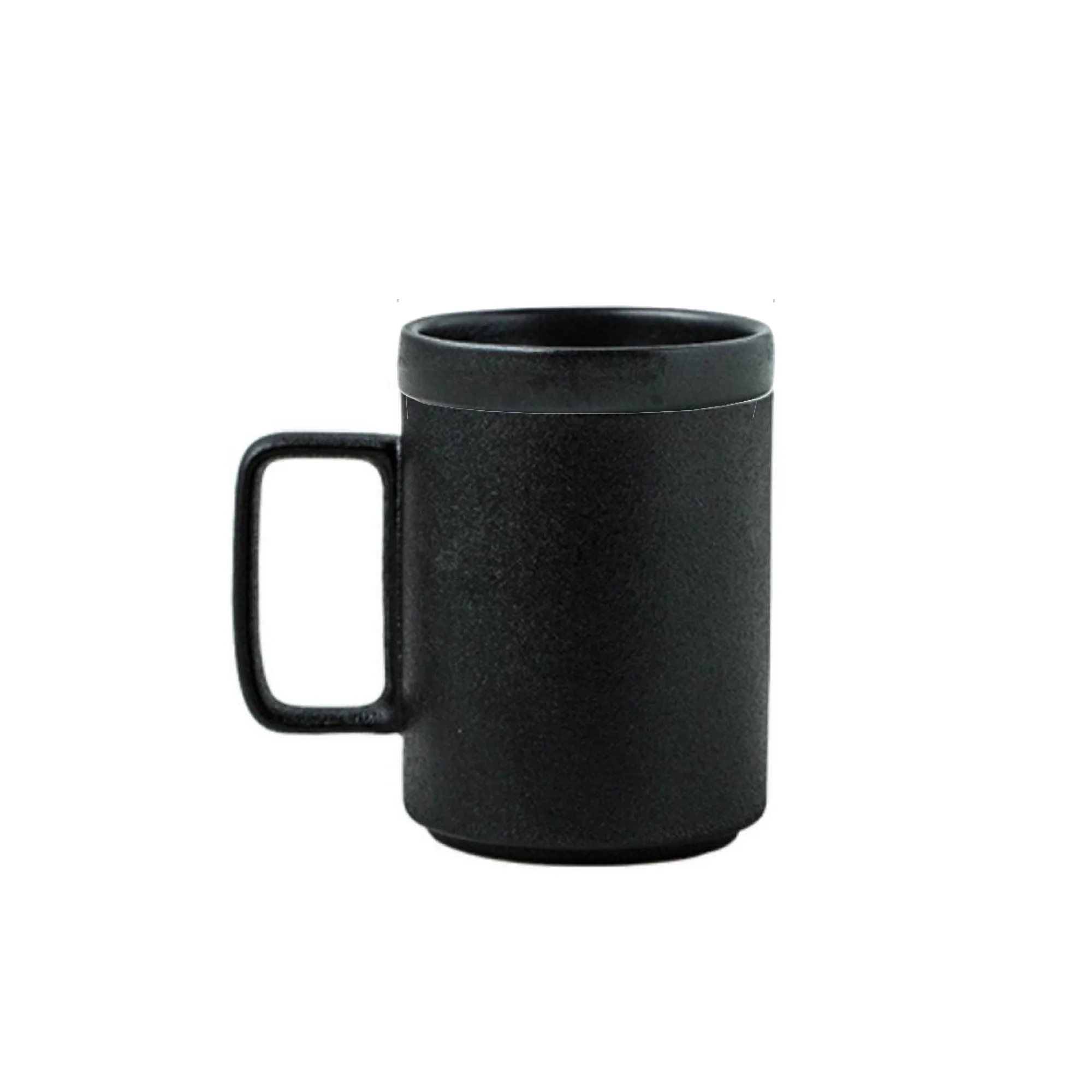 Black Frosted Ceramic Mug with Lid thumbnail 6