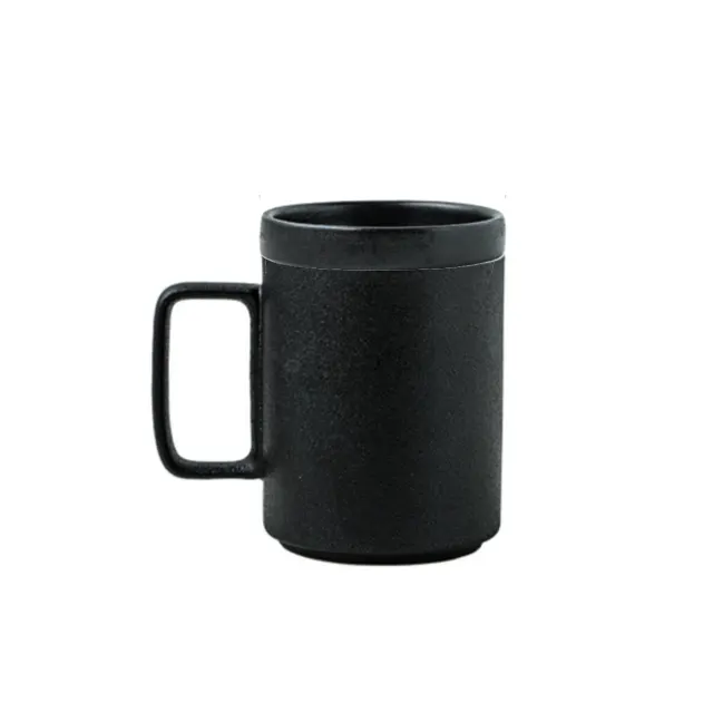 Black Frosted Ceramic Mug with Lid — alternate view 1