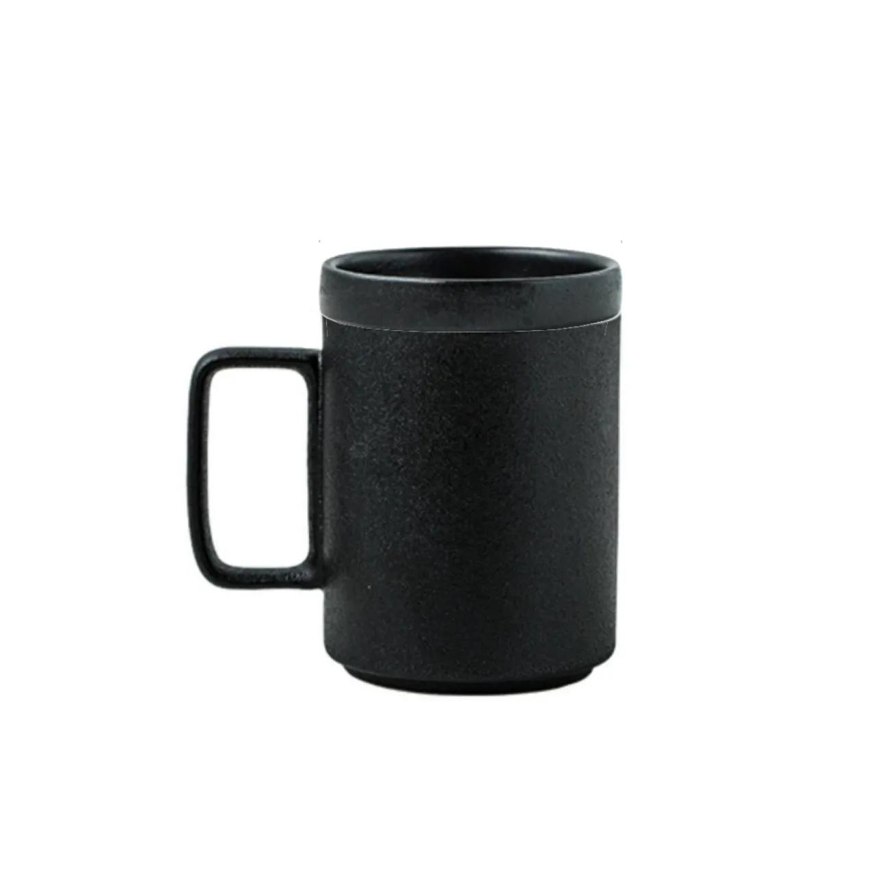 Black Frosted Ceramic Mug with Lid — alternate view 1