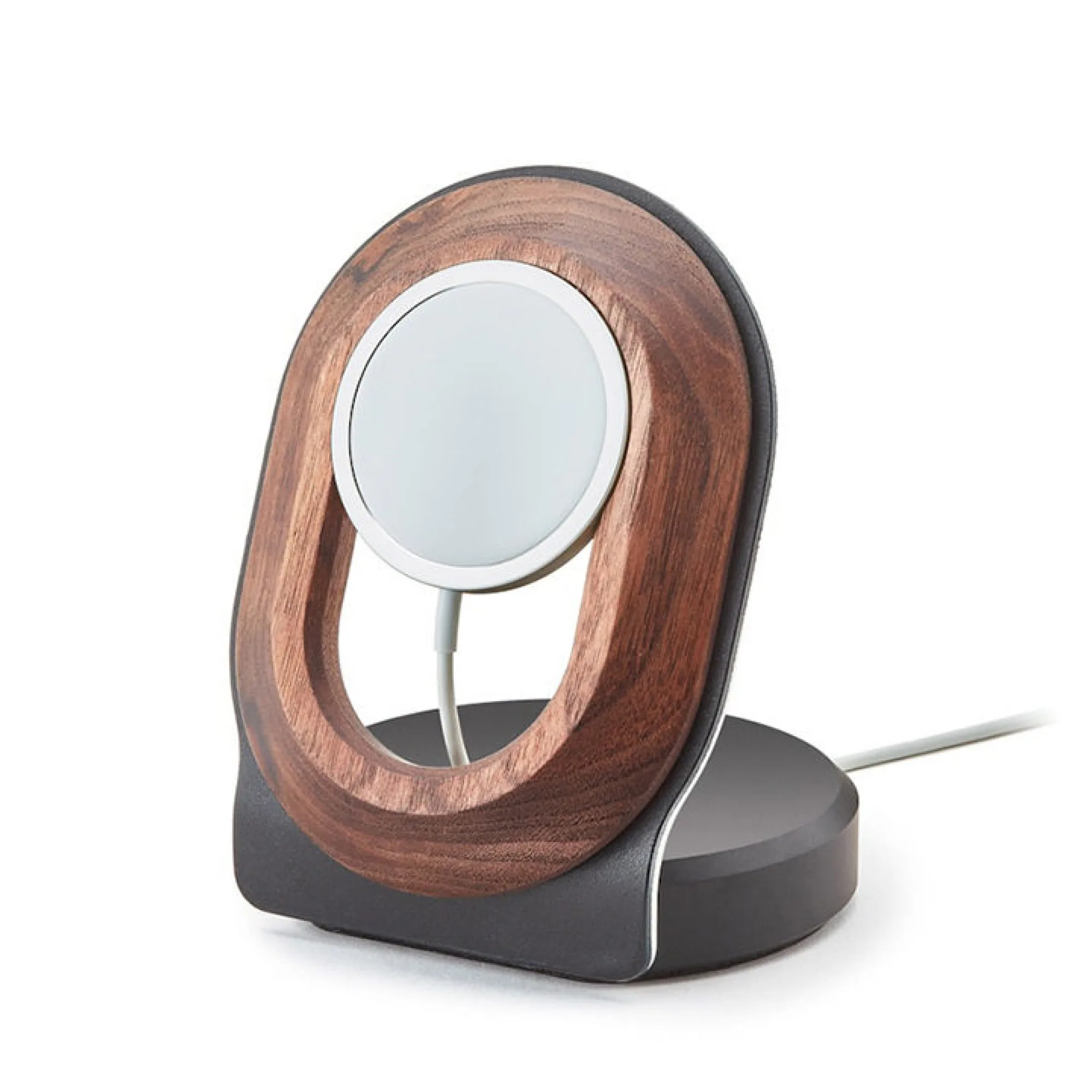 Magnetic Wireless Charging Phone Stand with Solid Wood Base