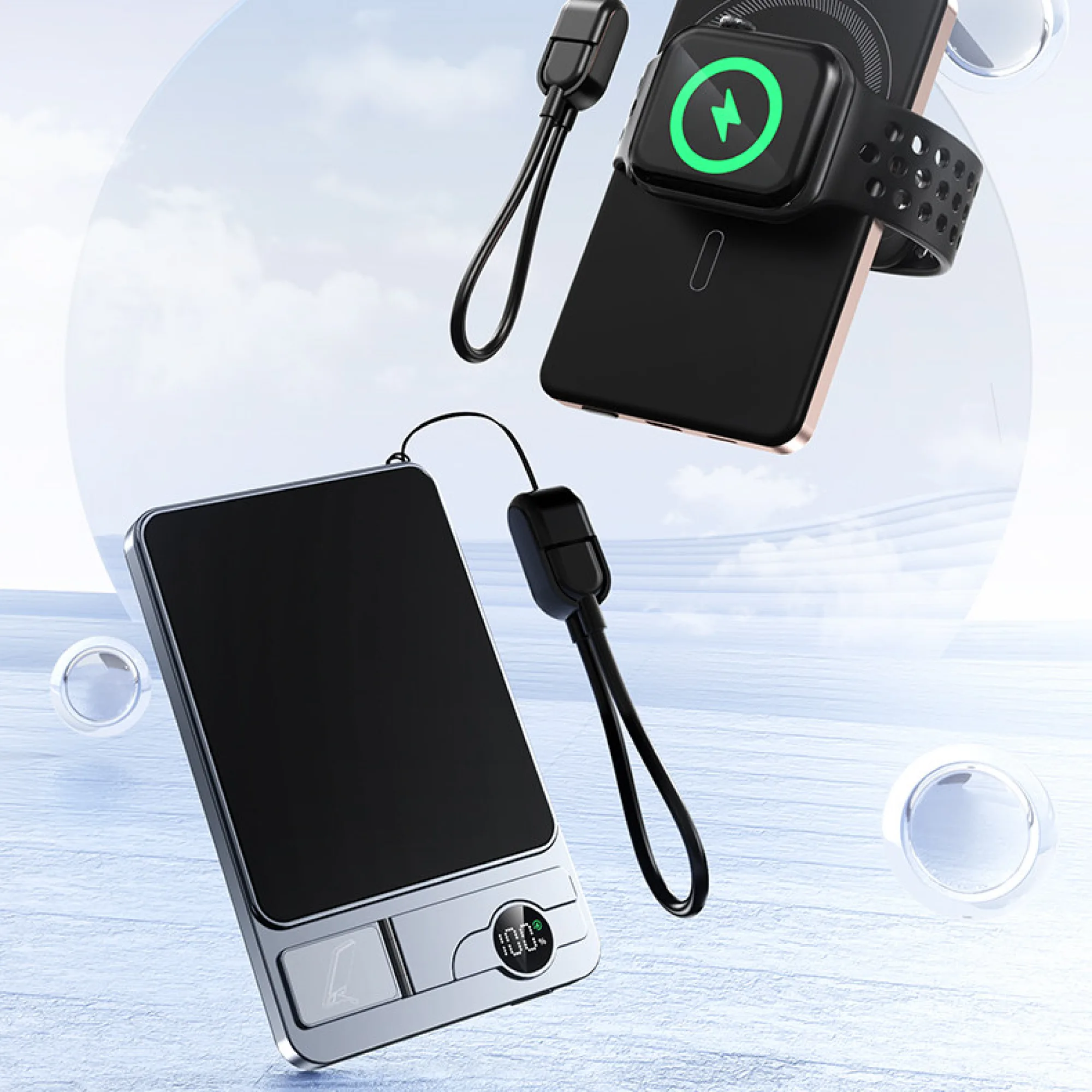 MagSafe Magnetic Wireless Power Bank with Built-in Stand