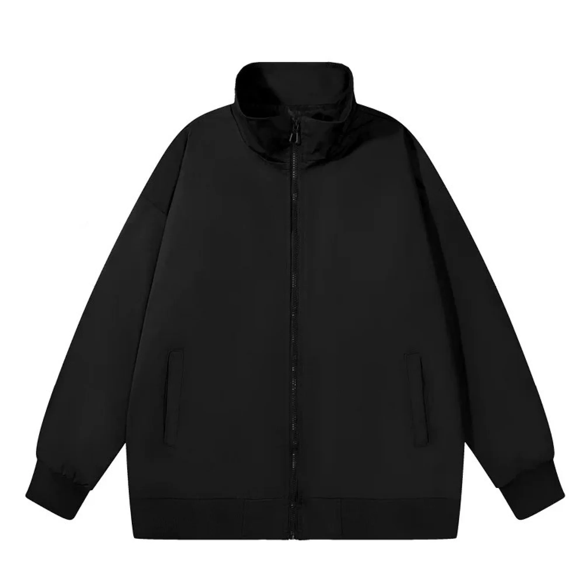 Casual Stand-Collar Zip-Up Jacket with Loose Fit