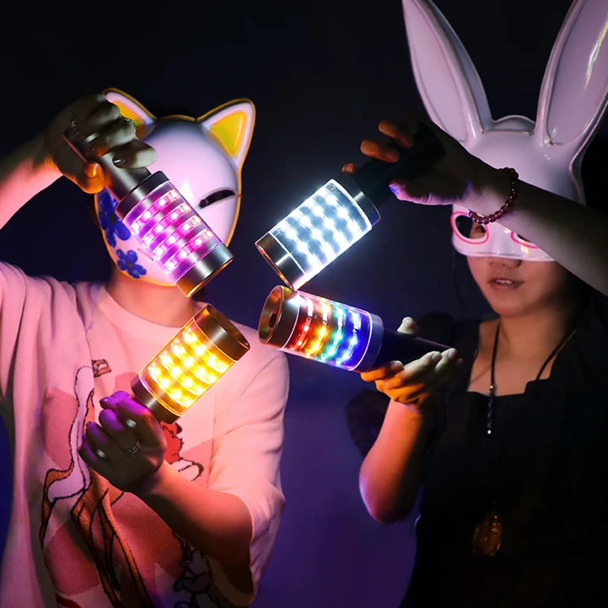 LED Glowing Flashing Bar Stick with Metal Grenade Design
