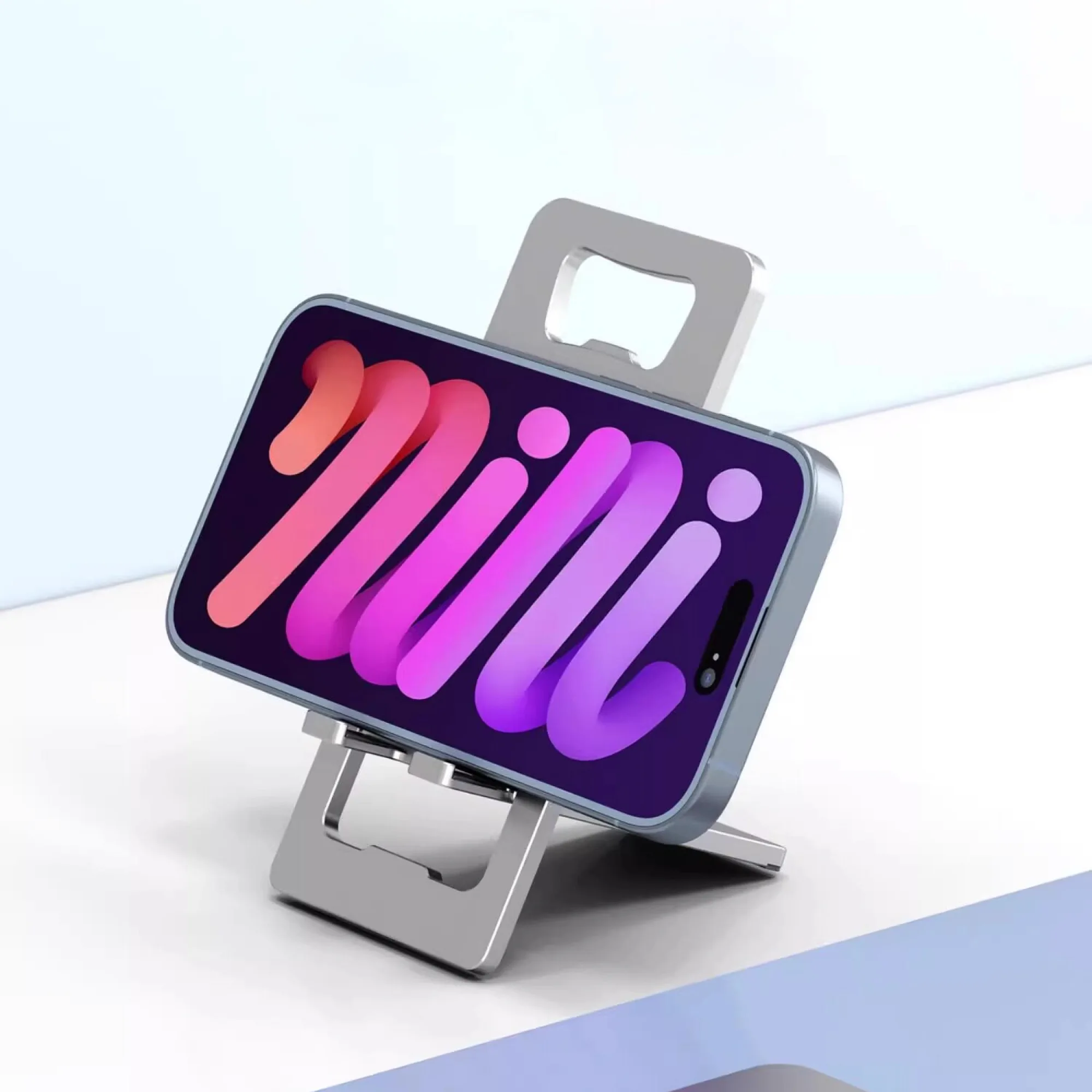 Ultra-Thin Card-Style Aluminum Alloy Foldable Phone Stand with Bottle Opener thumbnail 2