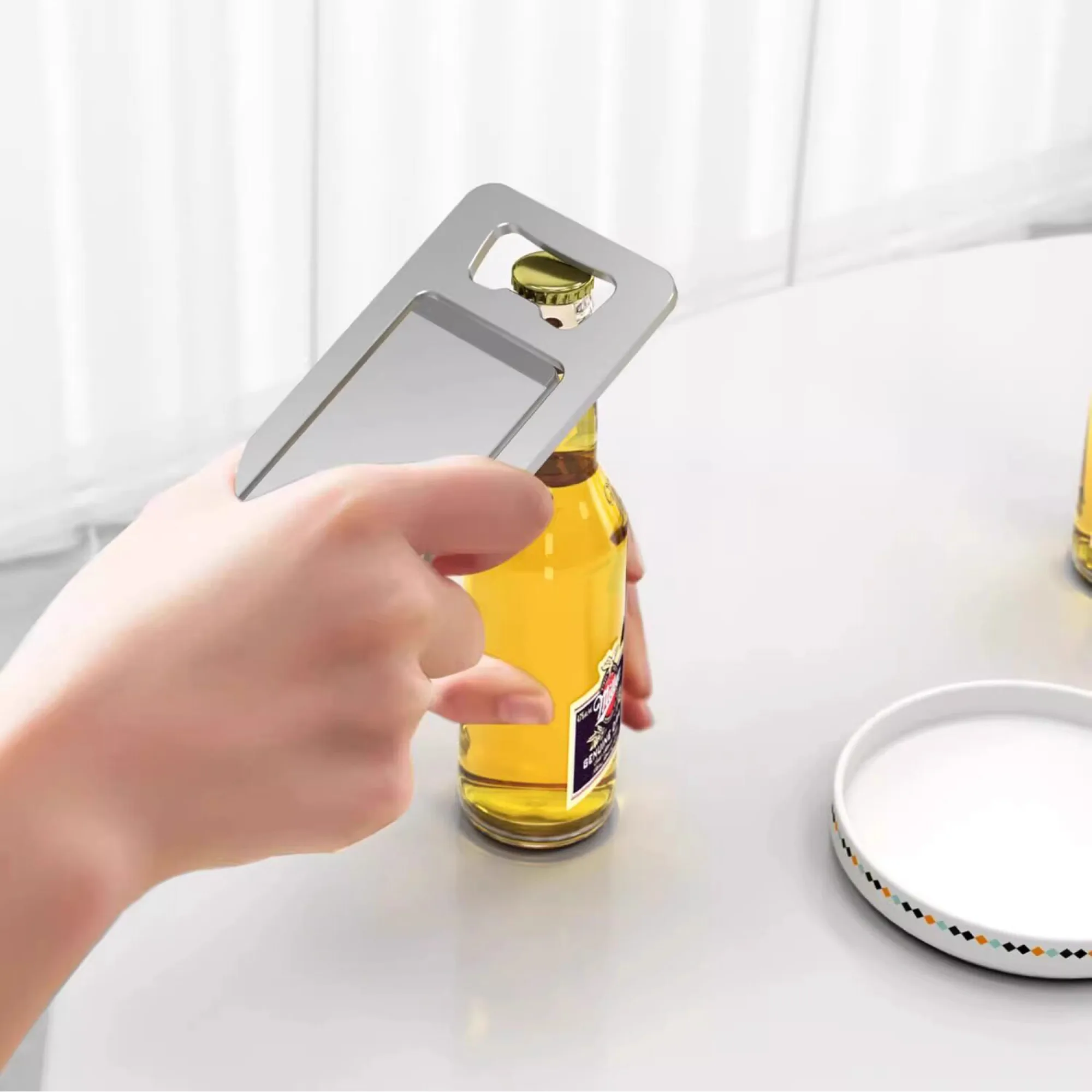Ultra-Thin Card-Style Aluminum Alloy Foldable Phone Stand with Bottle Opener thumbnail 4