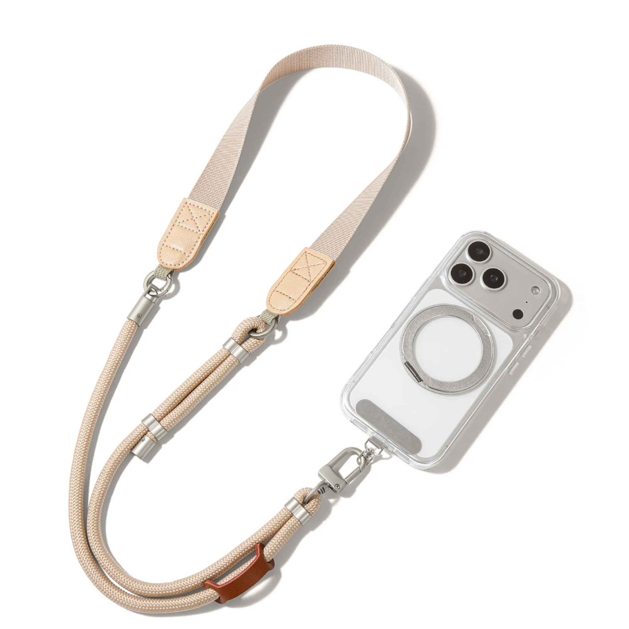 Adjustable Phone Lanyard Strap with Wide Shoulder Strap and Double Buckle Detachable Options