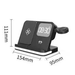 4-in-1 Wireless Charging Station with Clock and Alarm thumbnail 4