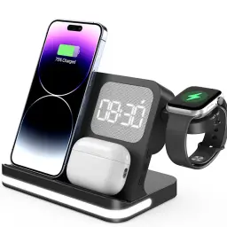 4-in-1 Wireless Charging Station with Clock and Alarm thumbnail 1