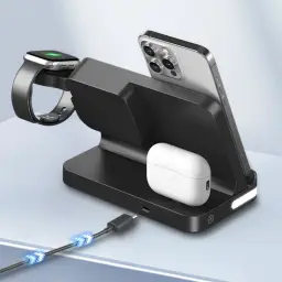 4-in-1 Wireless Charging Station with Clock and Alarm thumbnail 3