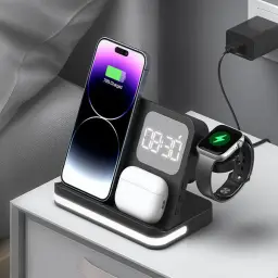 4-in-1 Wireless Charging Station with Clock and Alarm thumbnail 5