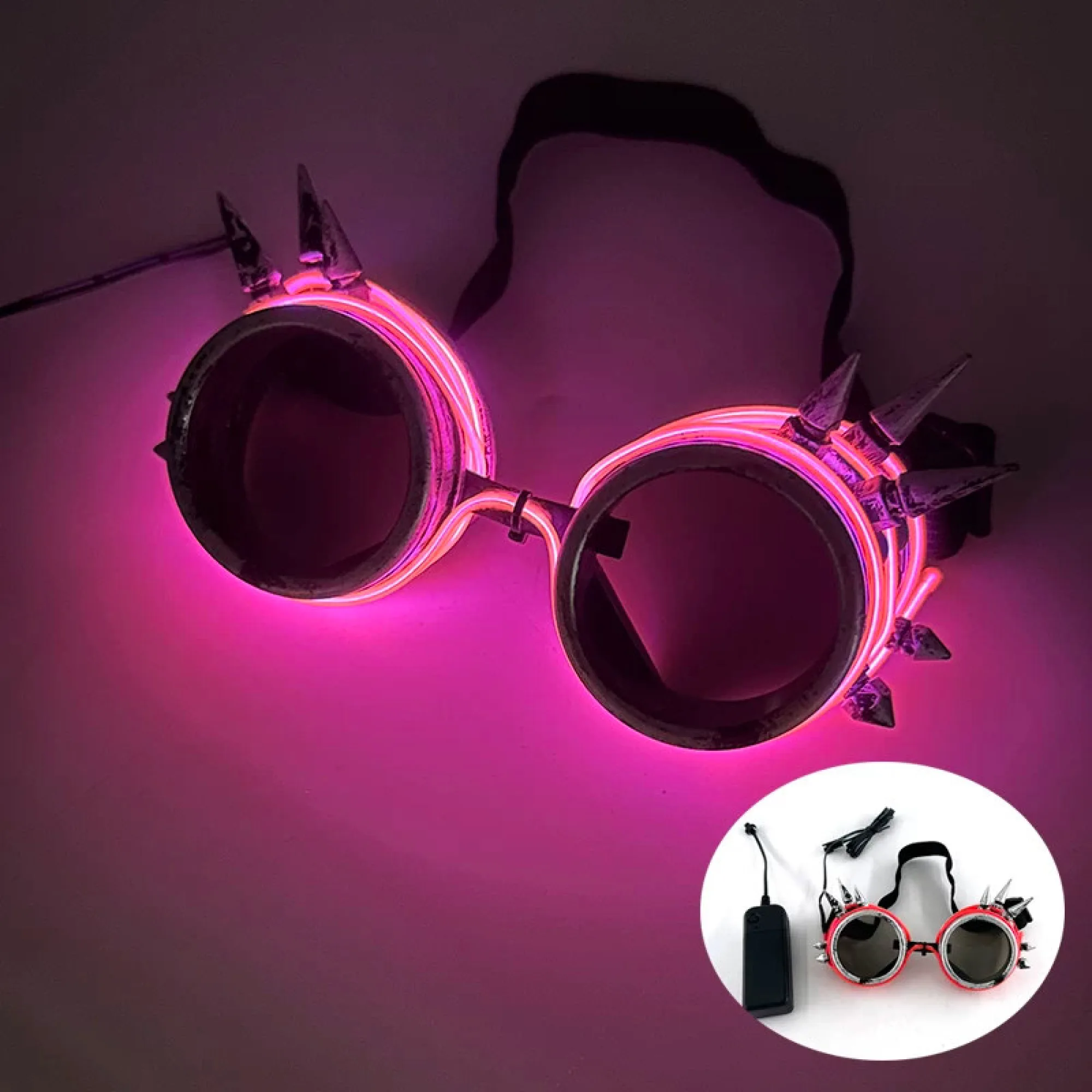 Steampunk LED Glow Goggles with EL Wire thumbnail 16