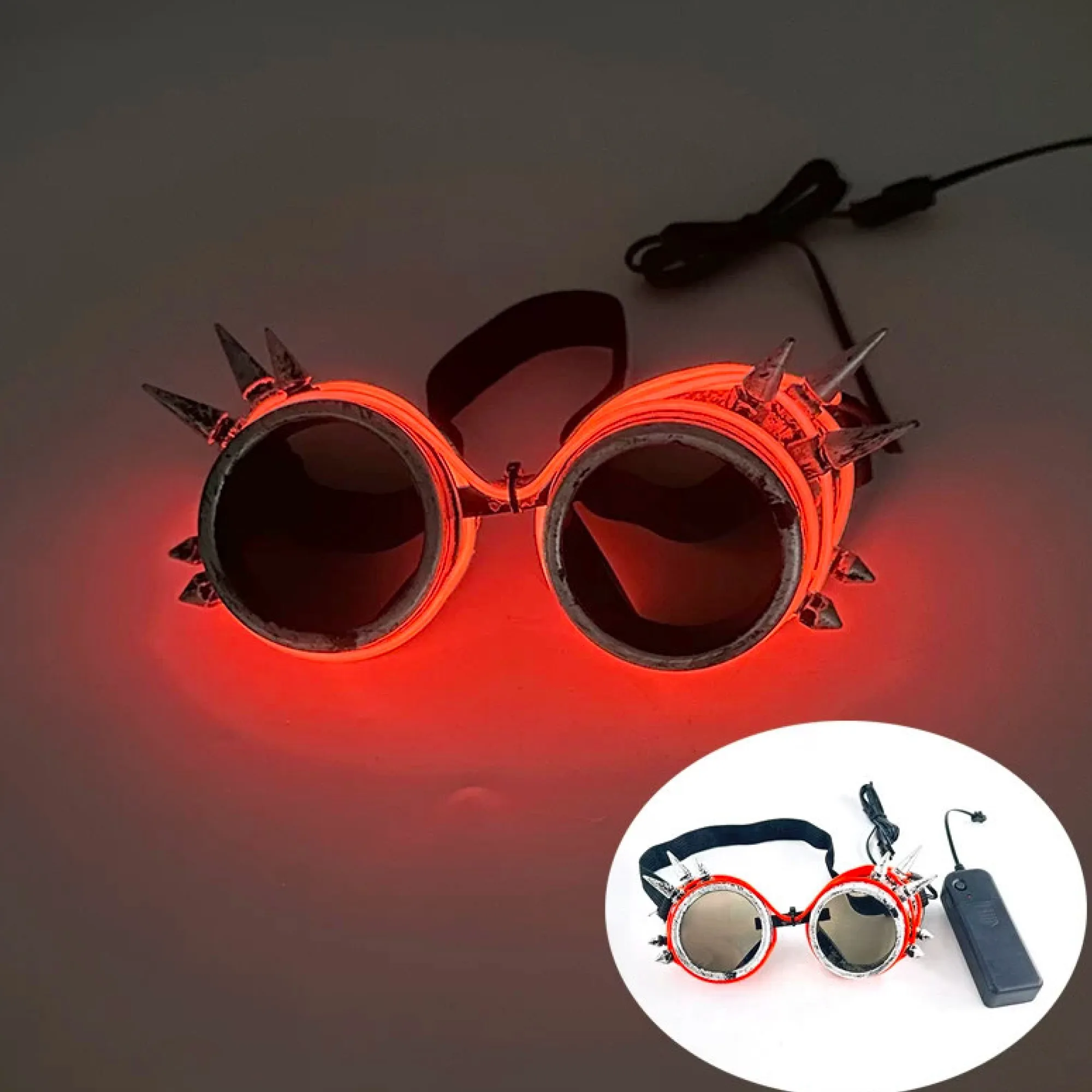 Steampunk LED Glow Goggles with EL Wire thumbnail 15