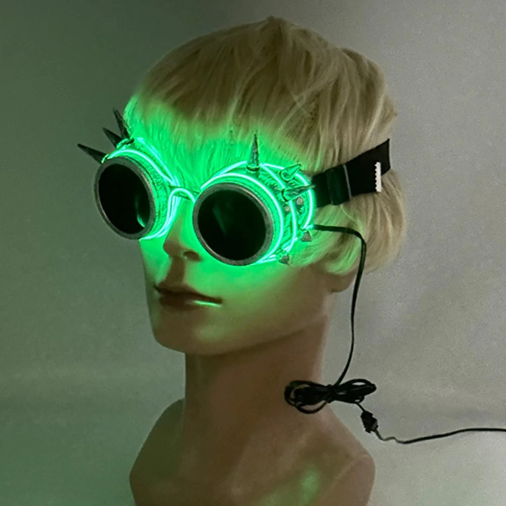 Steampunk LED Glow Goggles with EL Wire thumbnail 5