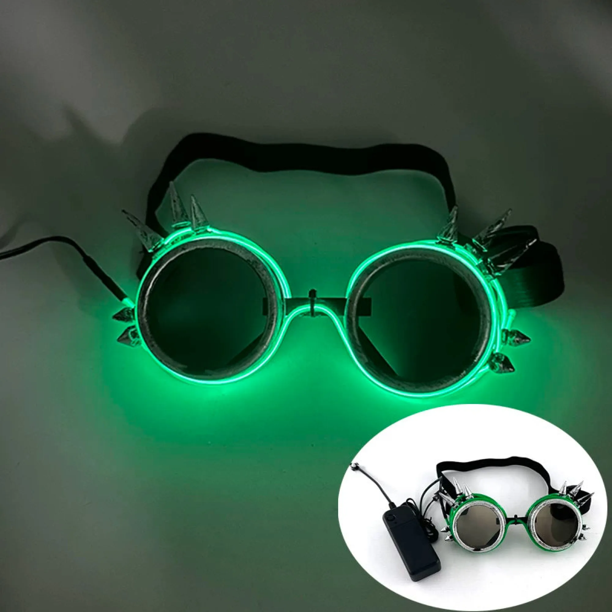 Steampunk LED Glow Goggles with EL Wire thumbnail 13