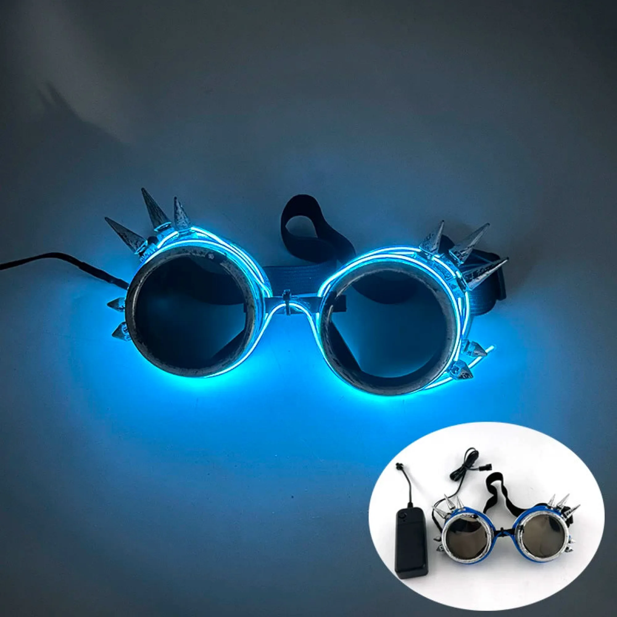 Steampunk LED Glow Goggles with EL Wire thumbnail 12