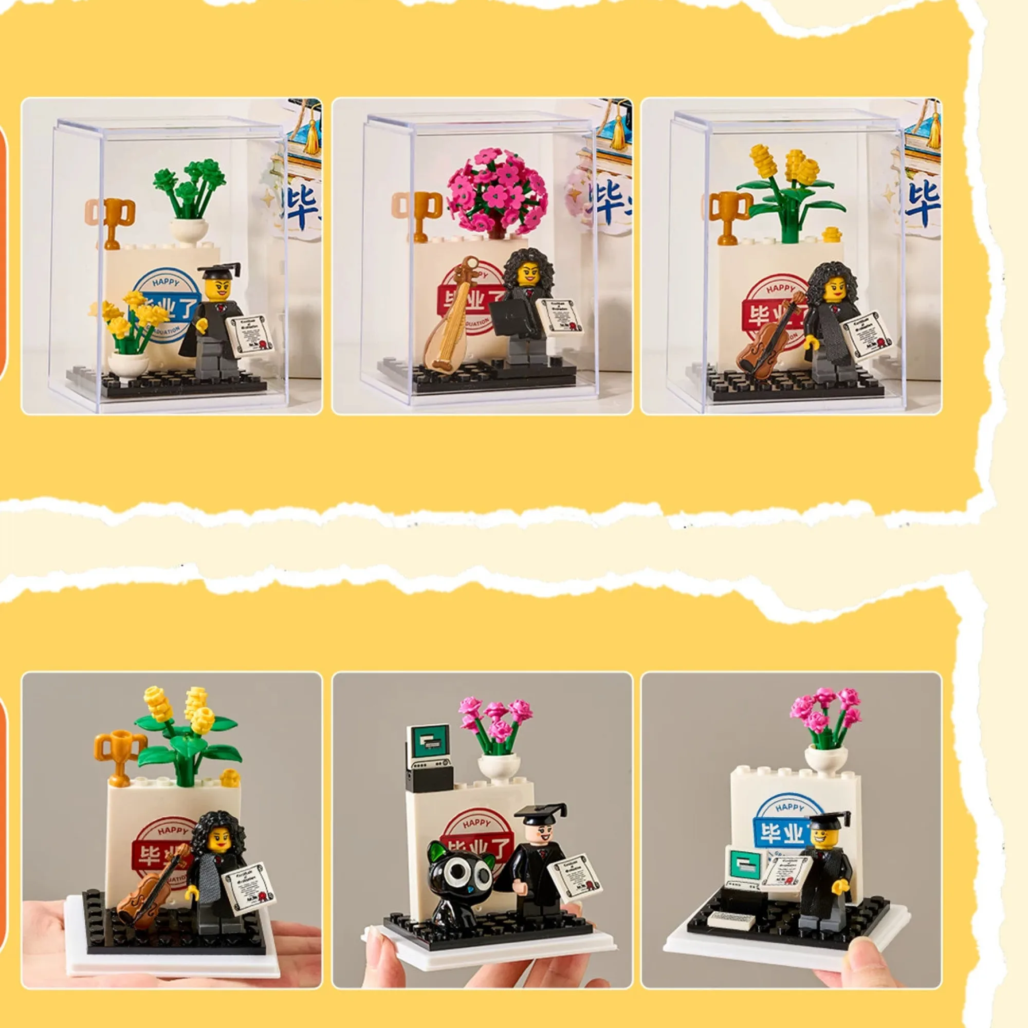 Graduation-Themed LEGO Building Block Ornament Set thumbnail 5