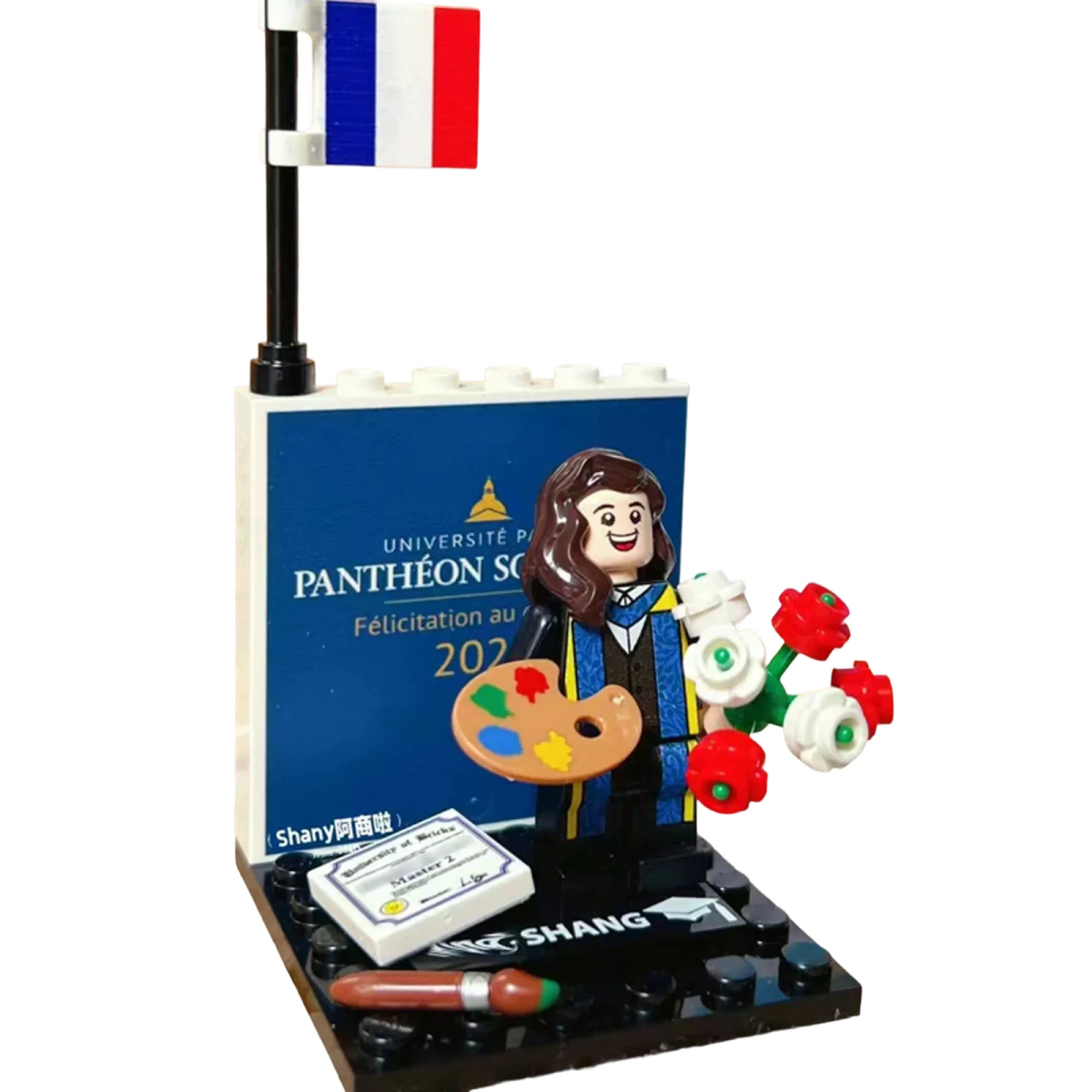 Graduation-Themed Plastic Figurine Display Stand Set