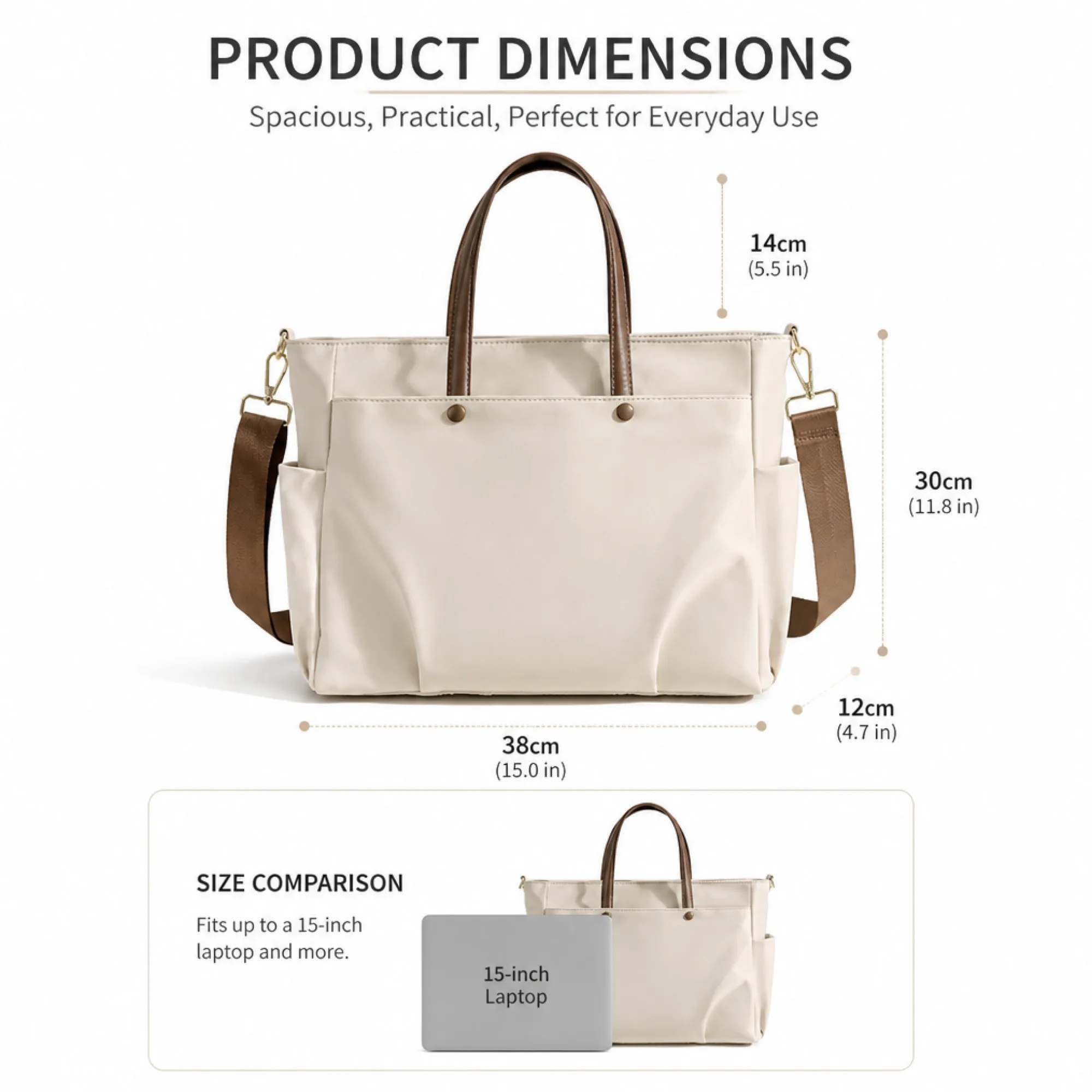 Nylon Laptop Tote Bag with Multiple Carrying Options thumbnail 5