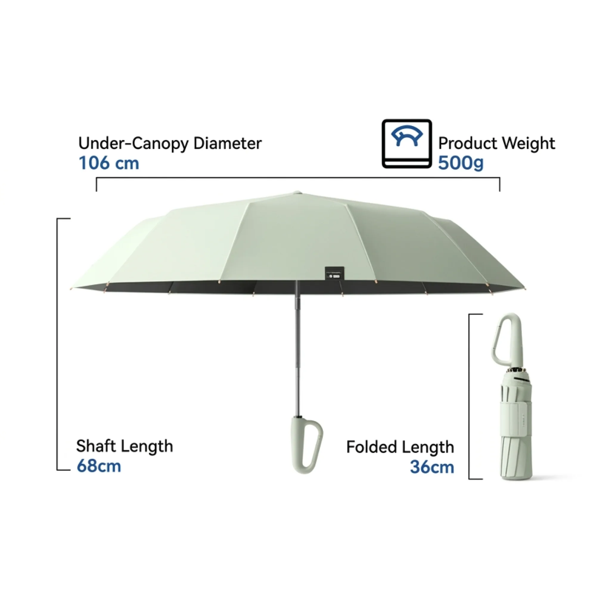 Automatic Three-Fold Umbrella with Ring Buckle Handle thumbnail 6