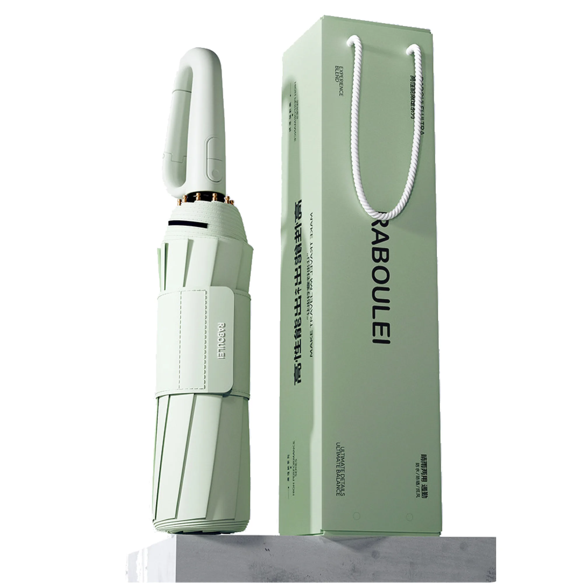 Automatic Three-Fold Umbrella with Ring Buckle Handle