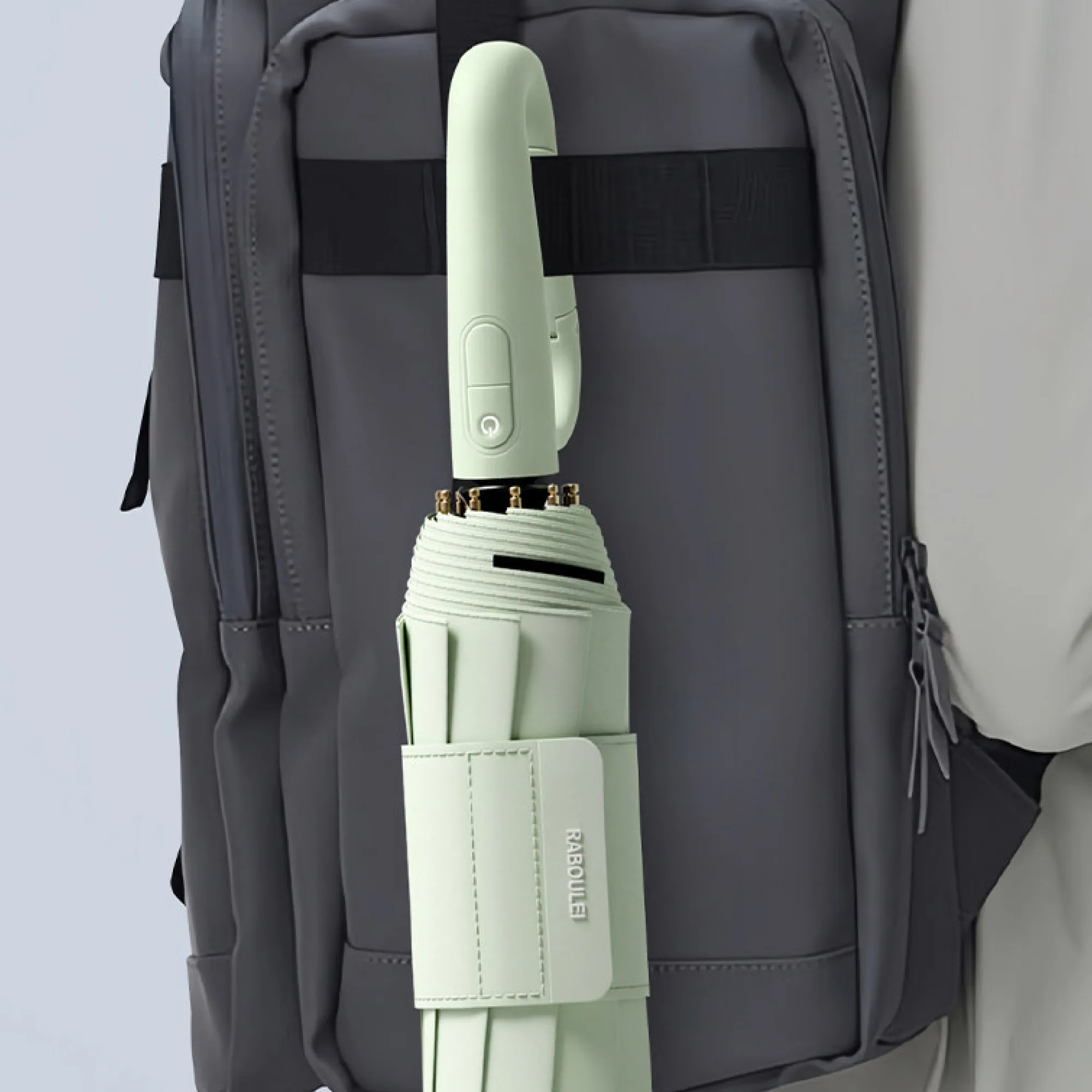 Automatic Three-Fold Umbrella with Ring Buckle Handle thumbnail 5