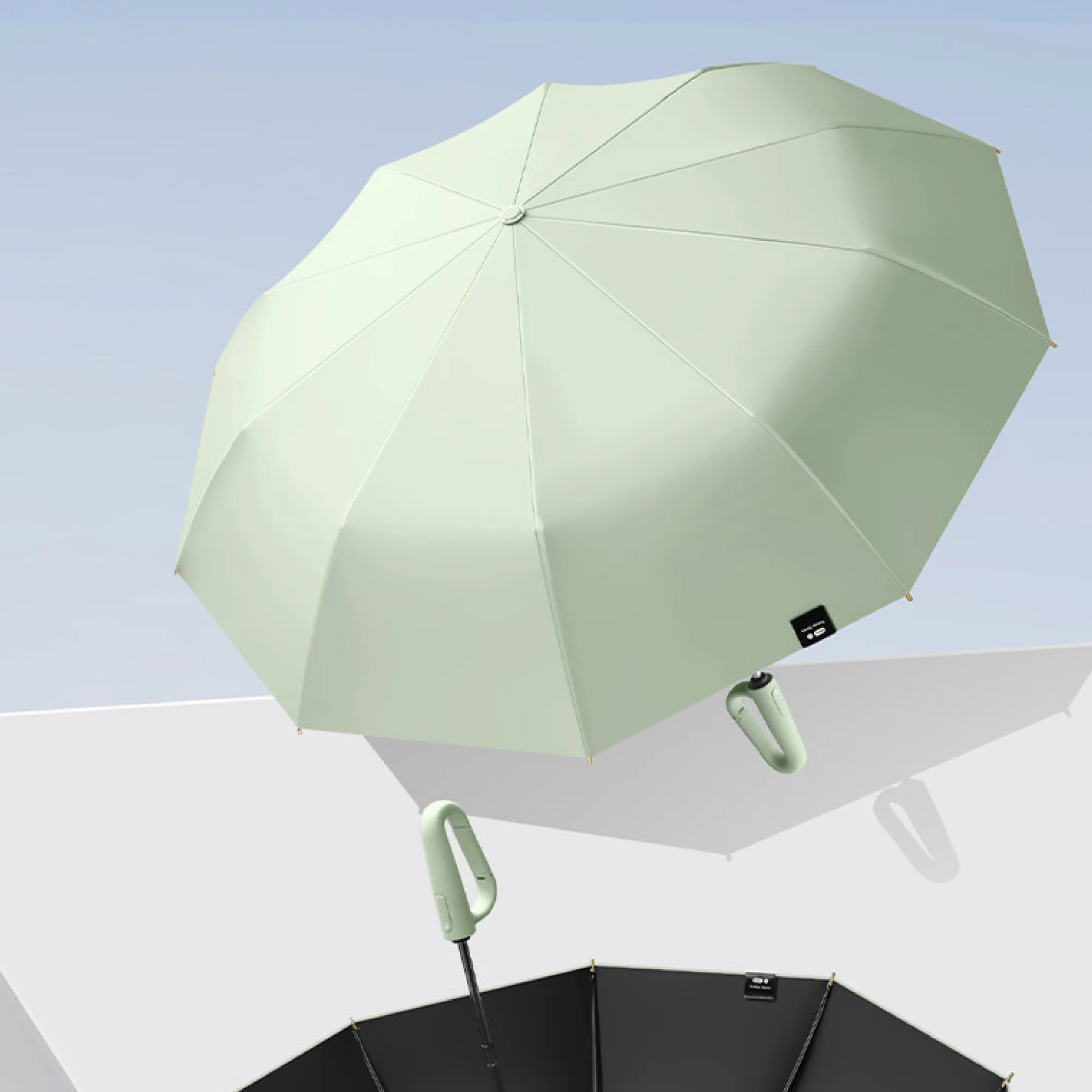 Automatic Three-Fold Umbrella with Ring Buckle Handle thumbnail 4
