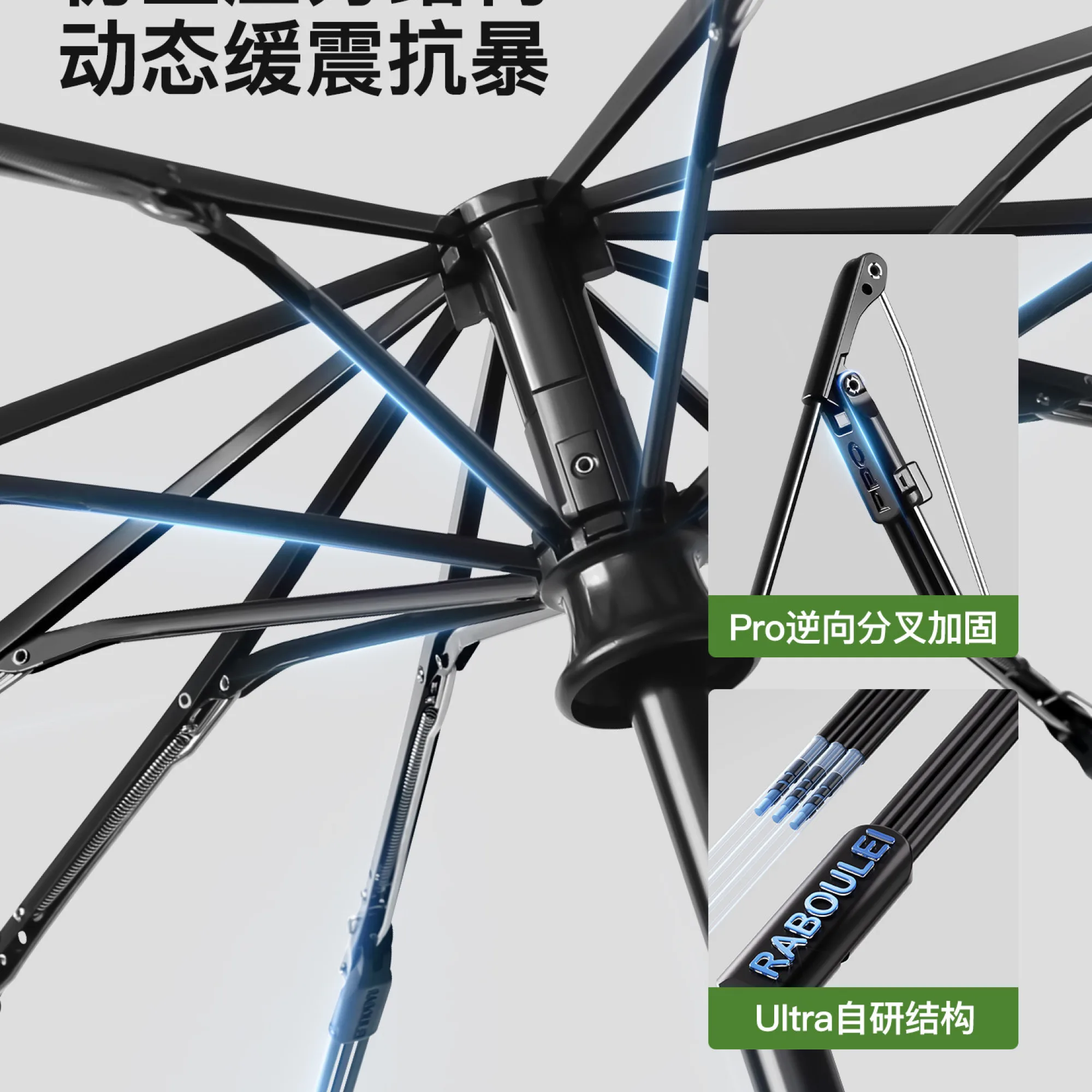 Automatic Three-Fold Umbrella with Ring Buckle Handle thumbnail 3