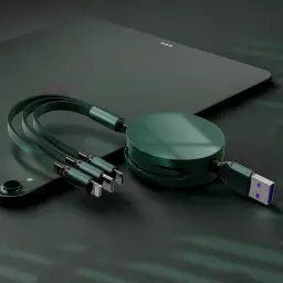 Retractable 3-in-1 USB-C Charging Cable with Lightning, Micro USB, and Type-C Outputs, 1.2m, 100W/120W thumbnail 7