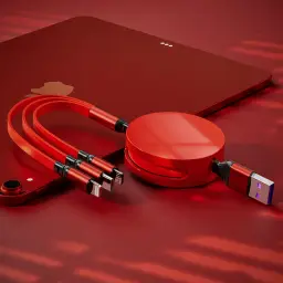 Retractable 3-in-1 USB-C Charging Cable with Lightning, Micro USB, and Type-C Outputs, 1.2m, 100W/120W thumbnail 8