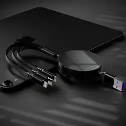 Retractable 3-in-1 USB-C Charging Cable with Lightning, Micro USB, and Type-C Outputs, 1.2m, 100W/120W thumbnail 9